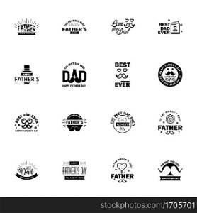 Happy Fathers Day Greeting Card. 16 Black Happy fathers day card vintage retro type font  Editable Vector Design Elements