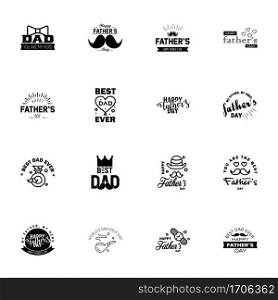 Happy Fathers Day Greeting Card. 16 Black Happy fathers day card vintage retro type font  Editable Vector Design Elements