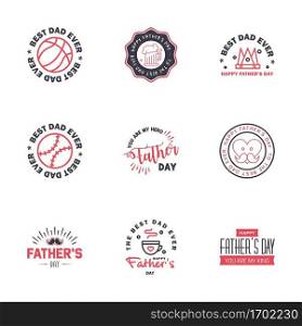 Happy Fathers Day greeting Card 9 Black and Pink Calligraphy. Vector illustration. Editable Vector Design Elements