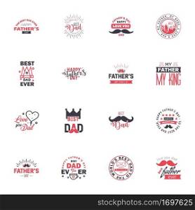 Happy fathers day greeting cards set 16 Black and Pink. Vector typography. lettering. Usable for banners. print. You are the best dad. text design Editable Vector Design Elements