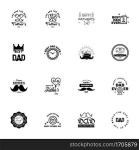 Happy fathers day greeting cards set 16 Black. Vector typography. lettering. Usable for banners. print. You are the best dad. text design  Editable Vector Design Elements