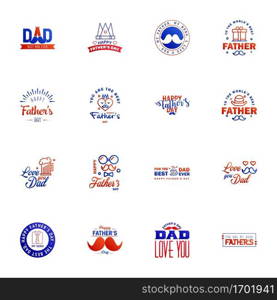 Happy fathers day greeting cards set 16 Blue and red. Vector typography. lettering. Usable for banners. print. You are the best dad. text design Editable Vector Design Elements