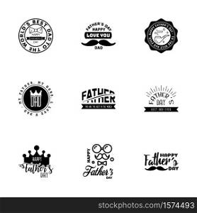 Happy fathers day greeting cards set 9 Black. Vector typography. lettering. Usable for banners. print. You are the best dad. text design Editable Vector Design Elements