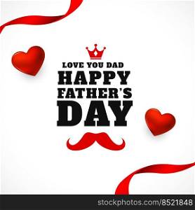 happy fathers day heart and ribbon greeting