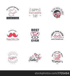 Happy fathers day set 9 Black and Pink. Vector typography. Vintage lettering for fathers day greeting cards. banners. t-shirt design. You are the best dad. Editable Vector Design Elements