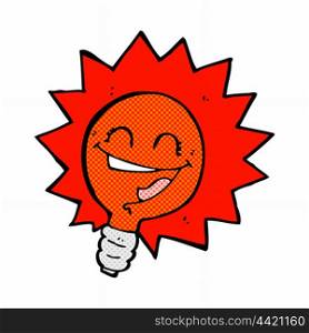 happy flashing red light bulb retro comic book style cartoon