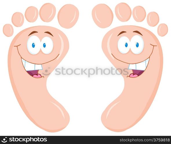 Happy Foot Print Cartoon Characters
