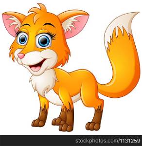 Happy fox cartoon isolated on white background