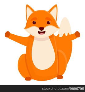 Happy fox icon. Cartoon of happy fox vector icon for web design isolated on white background. Happy fox icon, cartoon style