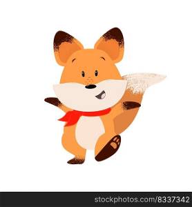 Happy fox outstretching hands while walking. Excitement, leisure, happiness.  Can be used for topics like animal, stroll, cartoon 