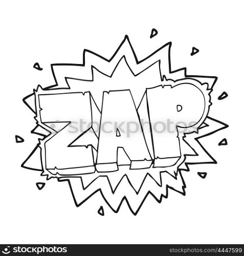 happy freehand black and white cartoon zap explosion sign