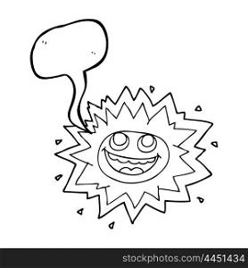 happy freehand drawn speech bubble cartoon sun
