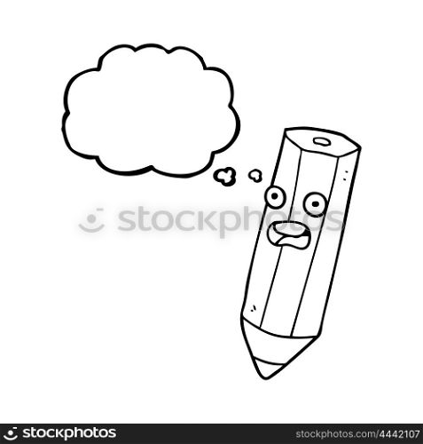 happy freehand drawn thought bubble cartoon pencil