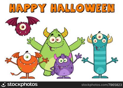 Happy Funny Monsters Characters