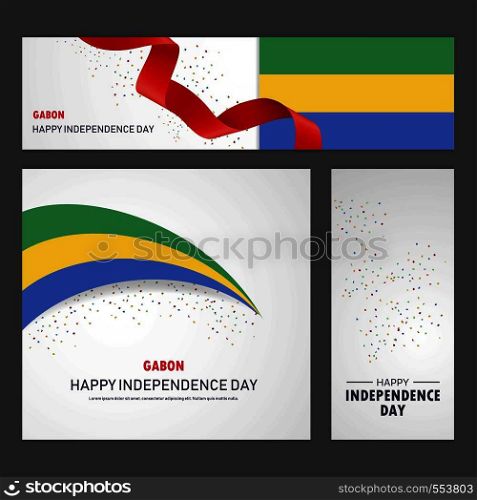 Happy Gabon independence day Banner and Background Set