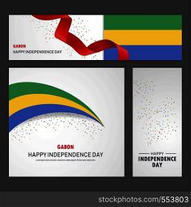 Happy Gabon independence day Banner and Background Set