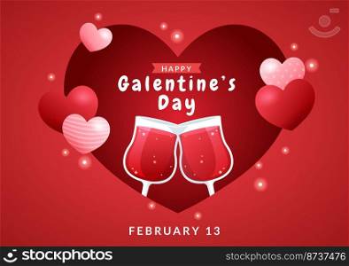 Happy Galentine’s Day on February 13th with Celebrating Women Friendship for Their Freedom in Flat Cartoon Hand Drawn Template Illustration