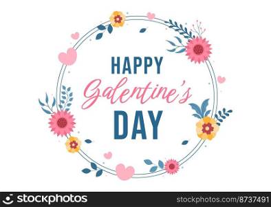 Happy Galentine’s Day on February 13th with Celebrating Women Friendship for Their Freedom in Flat Cartoon Hand Drawn Template Illustration