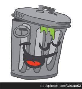 happy garbage can cartoon illustration