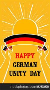 Happy german unity day vertical banner. Hand drawn illustration of happy german unity day vector vertical banner for web design. Happy german unity day vertical banner, hand drawn style