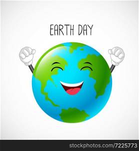 Happy globe Mascot. Earth day concept, illustration