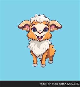 Happy goat cartoon on pastel background