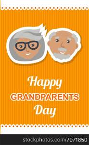 Happy Grandparents day card. Vector illustration . Happy Grandparents day card. Vector illustration of grandmother and grandfather smiling faces together.