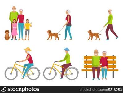 Happy Grandparents. Elderly Couple. Pension Liasure. Retirement. Happy Grandparents. Elderly Couple. Pension Liasure. Retirement - Illustration Vector