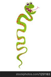 Happy green snake cartoon vector illustration