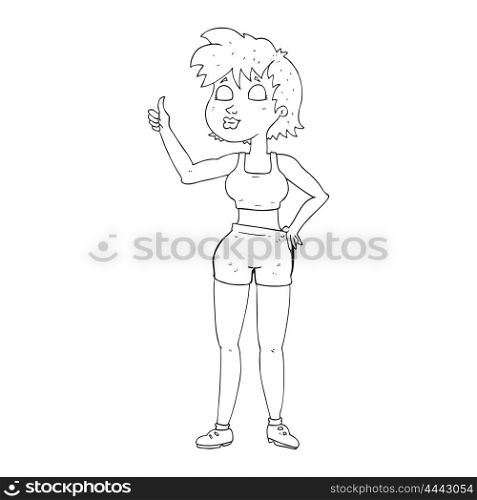 happy gym woman giving thumbs up symbol
