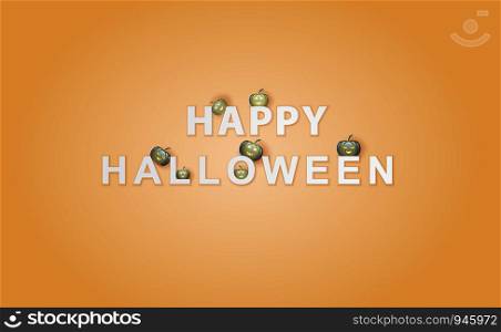 Happy Halloween background.Holiday enjoy funny horror party template.Creative minimal paper cut and craft style scene place of your text.Decorative element festival sale poster,banner concept.vector