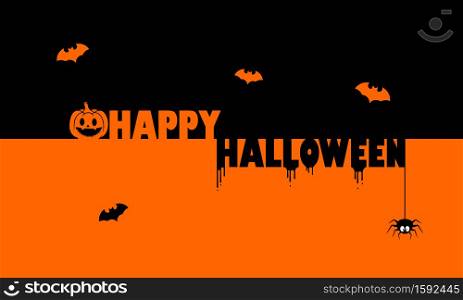 Happy Halloween banner. Pumpkin. Bat and spider. Vector on isolated background. EPS 10.. Happy Halloween banner. Pumpkin. Bat and spider. Vector on isolated background. EPS 10