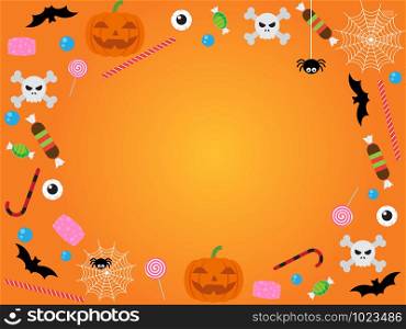 Happy Halloween banner template on orange background - Vector illustration