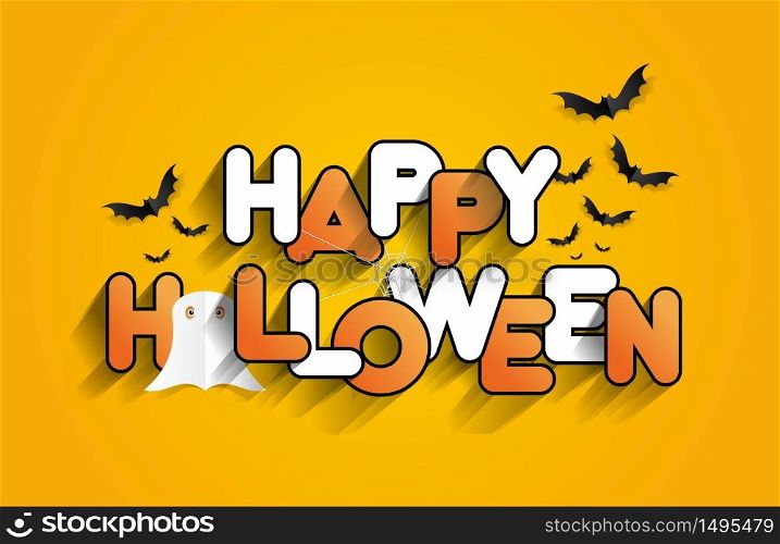 Happy Halloween card design elements on background, vector illustration
