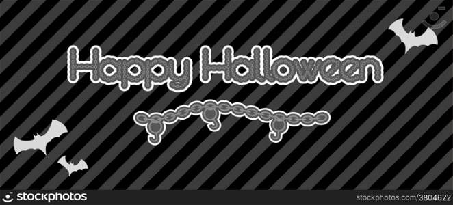 happy halloween created from chain with hooks and bats, vector. happy halloween created from chain