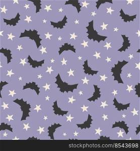 Happy Halloween cute vector seamless pattern with cartoon bat, stars. Creative childish texture in scandinavian style. Great for fabric, textile Vector Illustration.. Happy Halloween cute vector seamless pattern with cartoon bat, stars. Creative childish texture in scandinavian style. Great for fabric, textile Vector Illustration