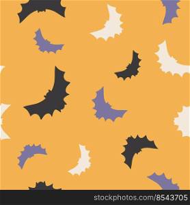 Happy Halloween cute vector seamless pattern with cartoon bat, stars. Creative childish texture in scandinavian style. Great for fabric, textile Vector Illustration.. Happy Halloween cute vector seamless pattern with cartoon bat, stars. Creative childish texture in scandinavian style. Great for fabric, textile Vector Illustration