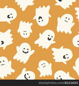 Happy Halloween cute vector seamless pattern with cartoon ghost. Creative childish texture in scandinavian style. Great for fabric, textile Vector Illustration.. Happy Halloween cute vector seamless pattern with cartoon ghost. Creative childish texture in scandinavian style. Great for fabric, textile Vector Illustration