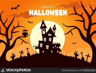 Happy Halloween Day Social Media Background Flat Cartoon Hand Drawn Templates Illustration
