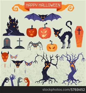 Happy Halloween elements and icons set for design.