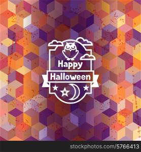 Happy halloween greeting card with badges ang icons.
