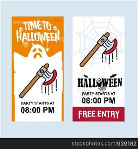 Happy Halloween invitation design with axe vector