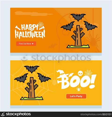 Happy Halloween invitation design with bats vector