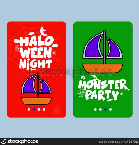 Happy Halloween invitation design with boat vector