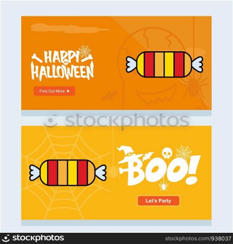 Happy Halloween invitation design with candy vector
