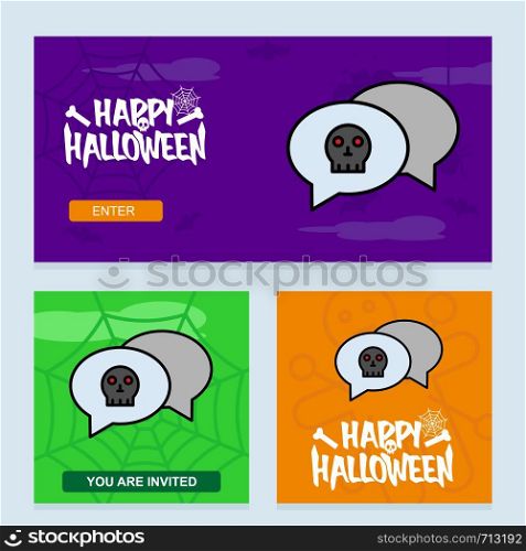 Happy Halloween invitation design with chat vector