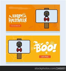 Happy Halloween invitation design with danger board vector
