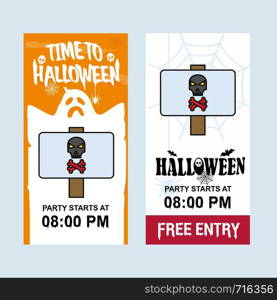 Happy Halloween invitation design with danger board vector