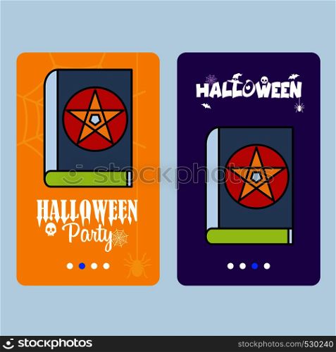 Happy Halloween invitation design with devil book vector