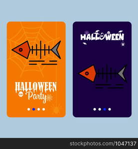 Happy Halloween invitation design with fish skull vector